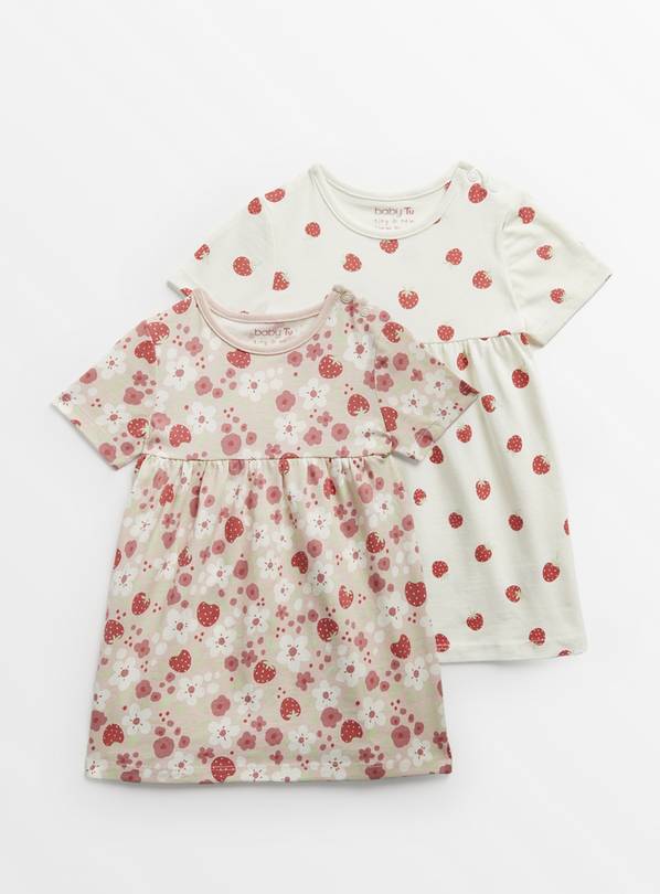 Strawberry Print Jersey Dress 2 Pack 6-9 months
